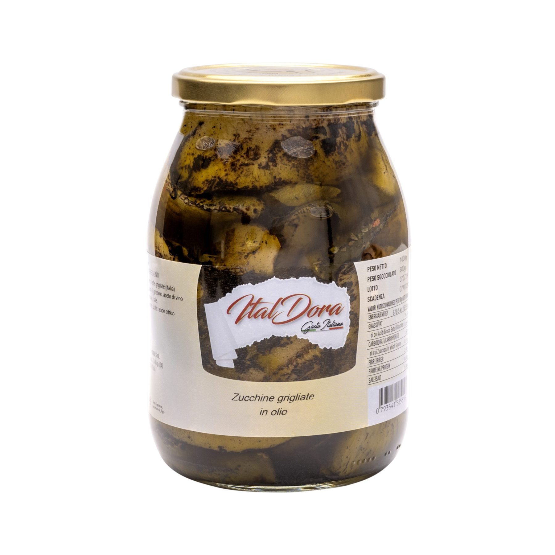 Courgettes grillées en tranches à l'huile — 580 g · 1 kg · 3 kg